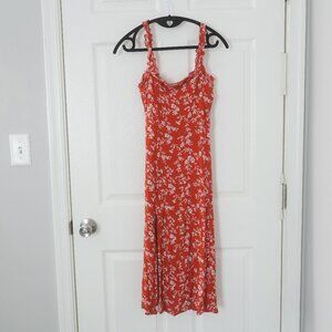 Lulu's Red Floral Ruffle Dress Small